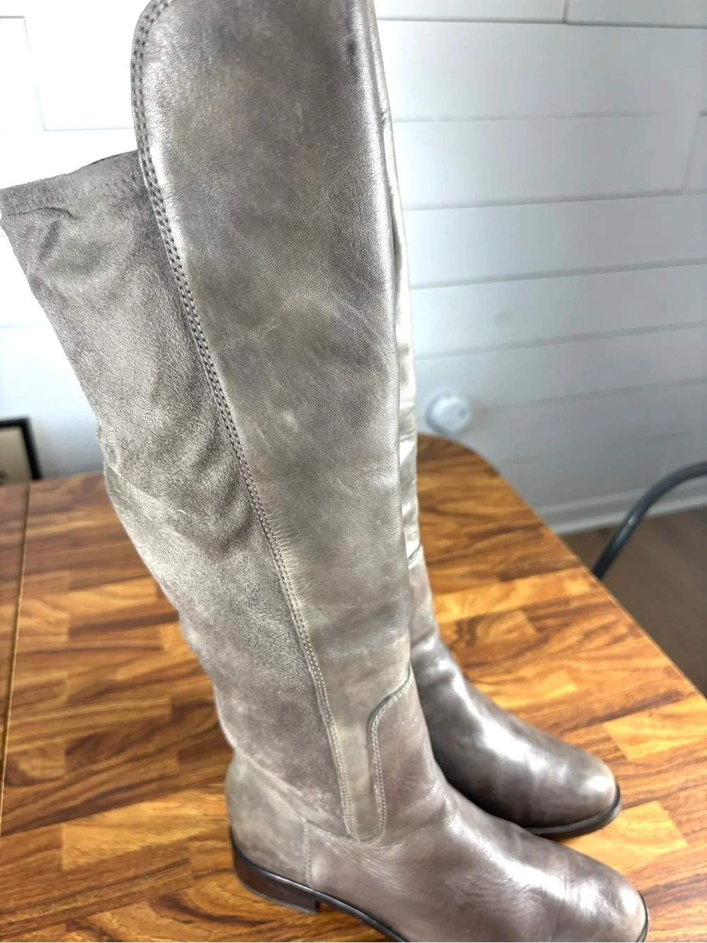 Cole Haan Nike Air Leather Tall Riding Boots Womens 8.5B Gray Knee High